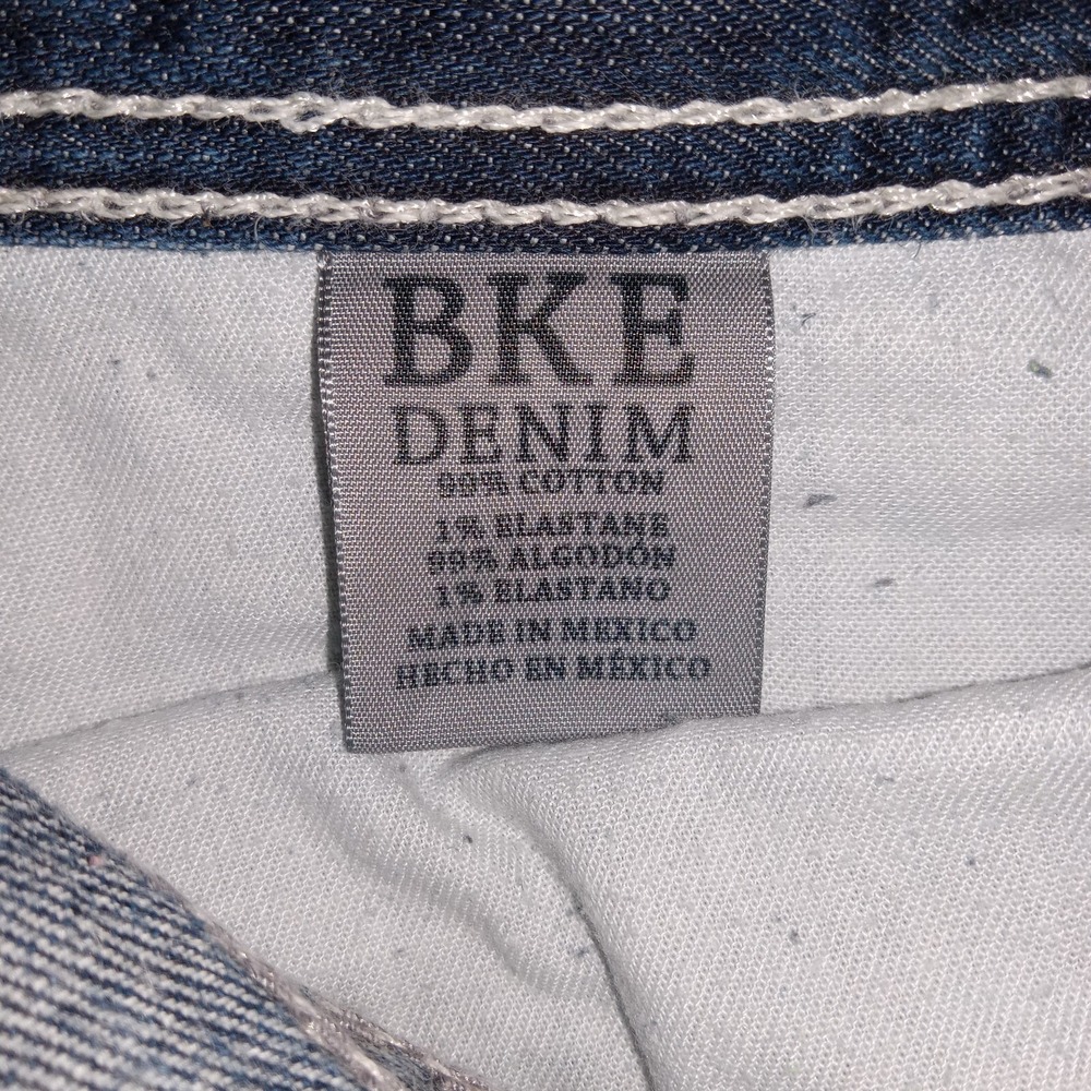 BKE Jake Straight Denim Jeans Men's 34LX33 Blue Distressed - Picture 5 of 15